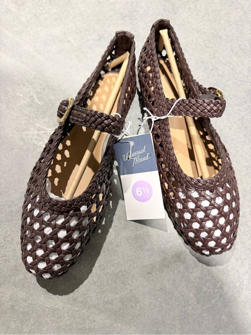 Universal Thread Woven Mary Jane Flats in Brown